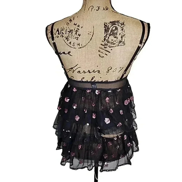 VICTORIA’S Secret Babydoll Slip Black Lace Flirty Sexy Little Thing top. 34 B - Picture 3 of 16